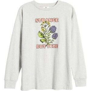 BP Strange But True Long Sleeve Organic Cotton Blend Graphic Tee Size S
